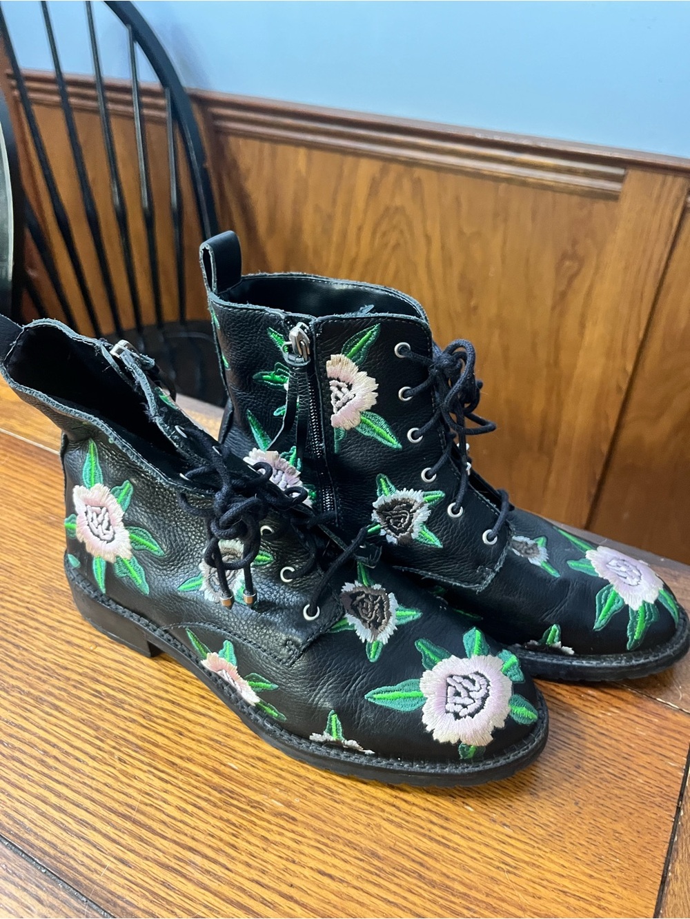 Rebecca Minkoff embroidered lace or zip combat/biker boots
